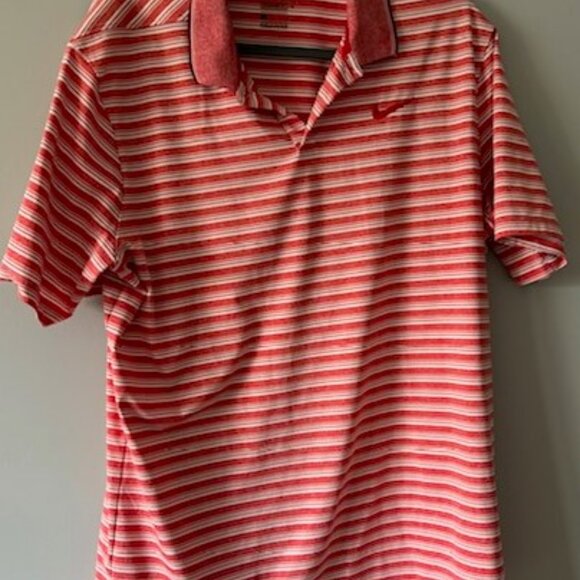Nike Dri-Fit Pink White Golf Shirt Large - Picture 1 of 5